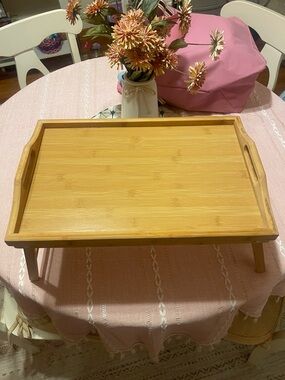 Bamboo Breakfast Tray with Foldable Legs